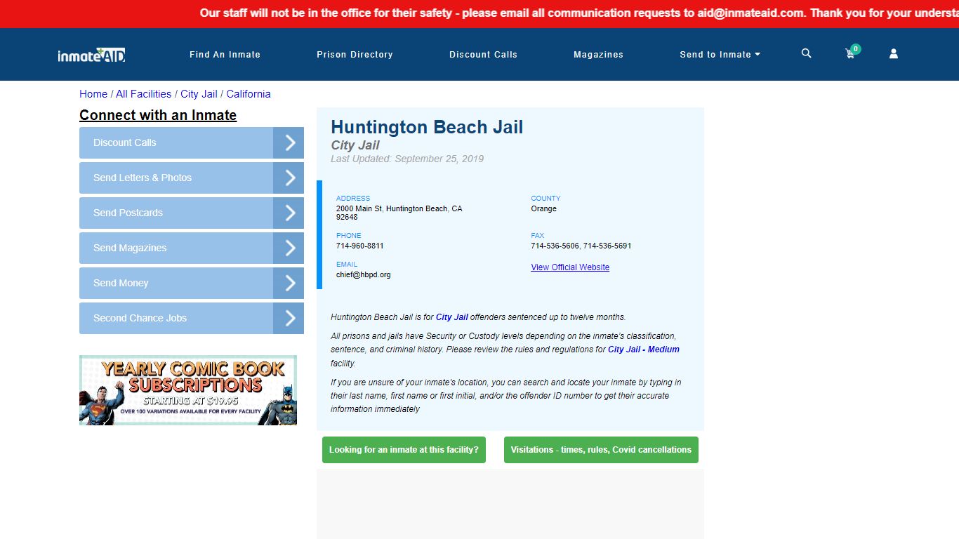 Huntington Beach Jail | Inmate Locator